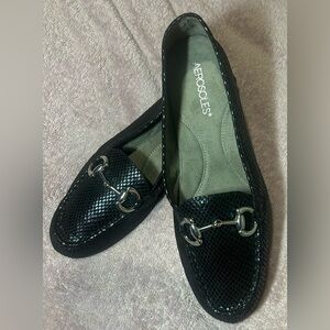 AEROSOLES Black Textured Loafers